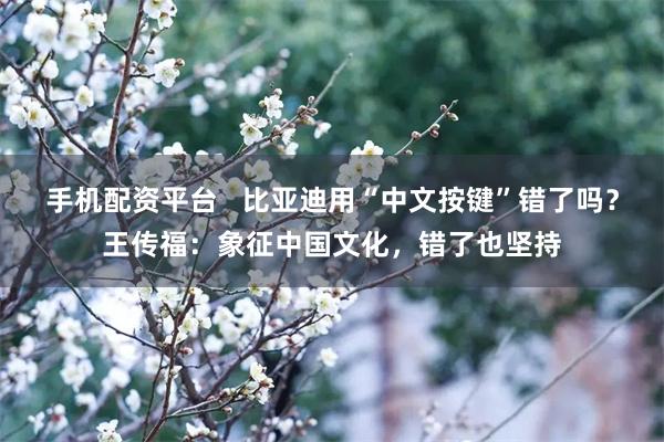 手机配资平台   比亚迪用“中文按键”错了吗？王传福：象征中国文化，错了也坚持