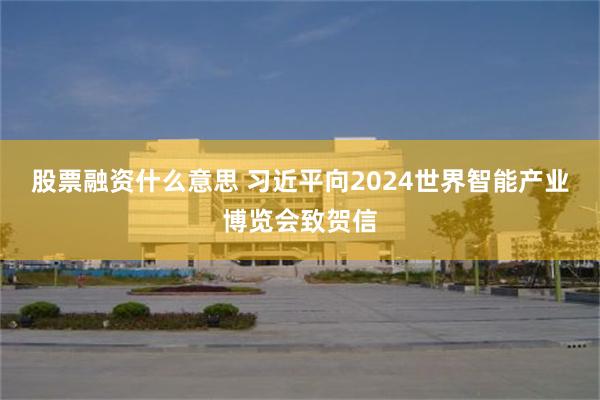 股票融资什么意思 习近平向2024世界智能产业博览会致贺信