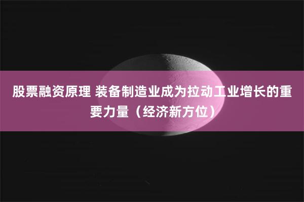 股票融资原理 装备制造业成为拉动工业增长的重要力量（经济新方位）