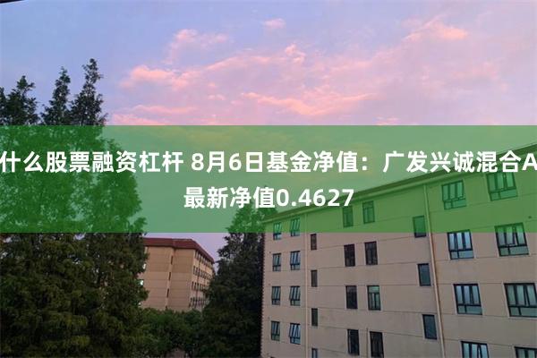 什么股票融资杠杆 8月6日基金净值：广发兴诚混合A最新净值0.4627